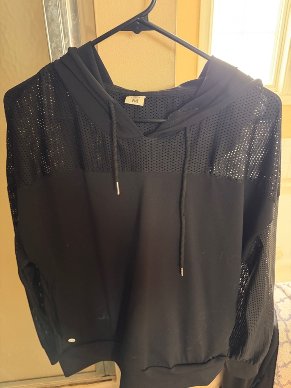 Senita Athletics Black Mesh Pullover Hoodie